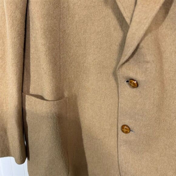 Vintage Étienne Caron Camel Hair Wool Blazer 42R Tan Sport Coat Made in Korea - Picture 4 of 14